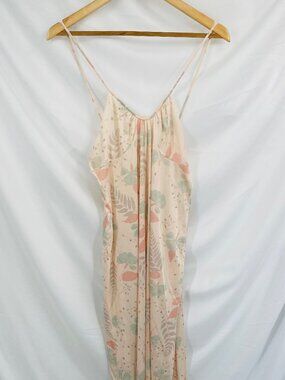 Vintage Rare Nylon Silk 1960s - 1970s Daffodil Spaghetti Strap A Line Long Dress